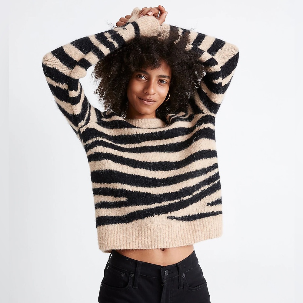 Madewell Alpaca Wool Pullover Sweater in Tiger Stripe | Extra Small